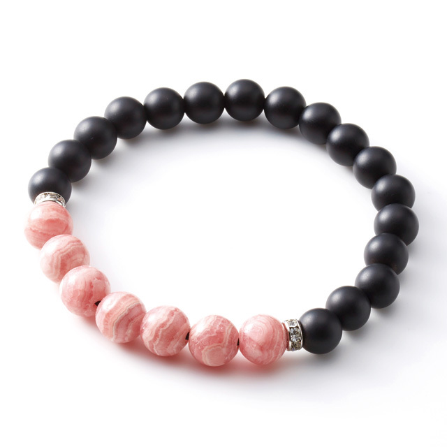 ブレスレット オニキス艶消 インカローズ 8mm