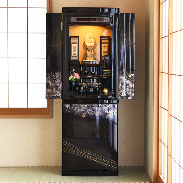 雅モダン仏壇 金彩花 DX 43×16号・50×17号