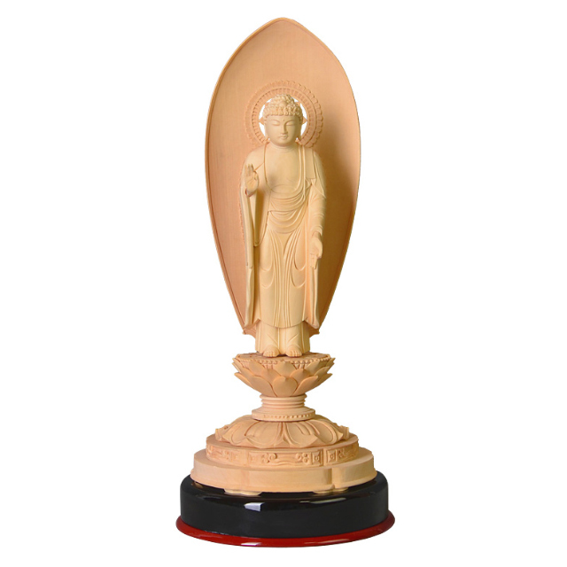 中七舟立弥陀　仏像 仏像 中七肌粉 六角台座 舟立弥陀 5寸