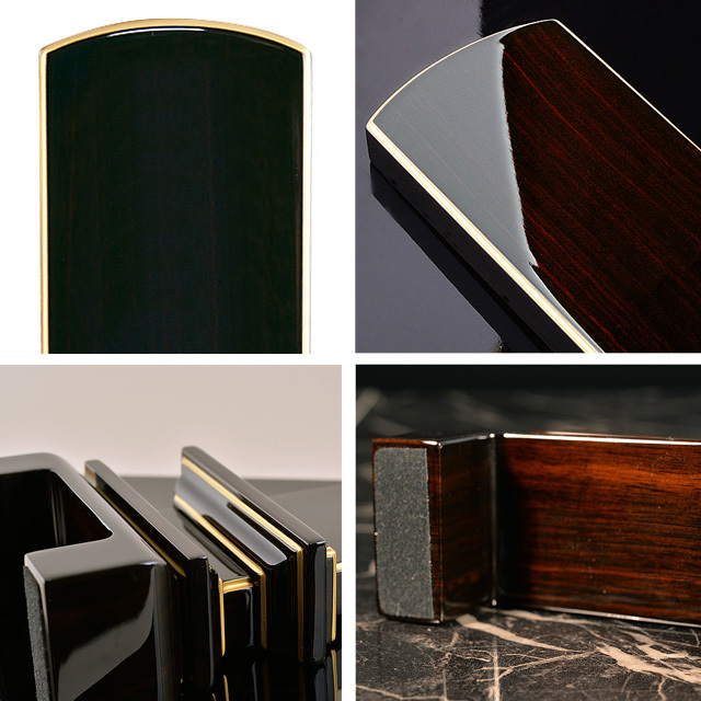 会津 唐木漆位牌 『京の梅 黒檀』