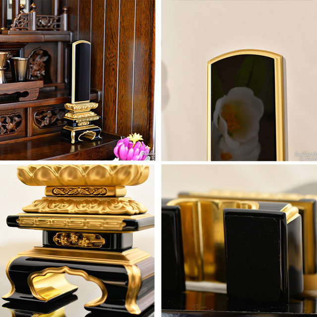 会津塗位牌 『上京型千倉 裏金 面粉 呂色』