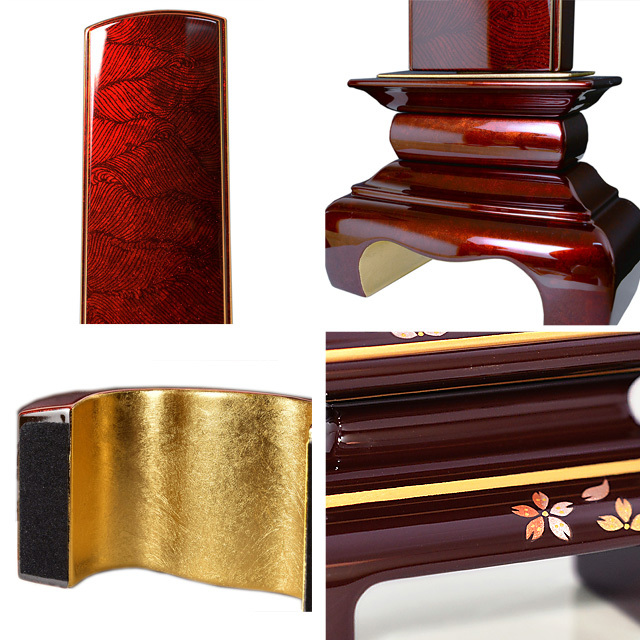 会津 最高級位牌 『本甲丸 さざれ波：深紅』