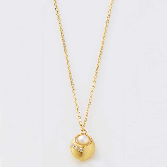遺骨ペンダント パール イエローゴールド