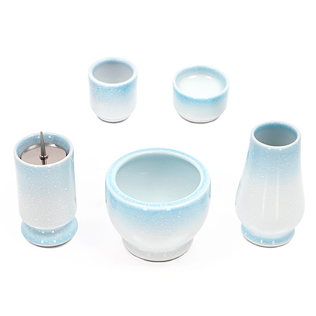 有田焼 白吹きブルー 5具足