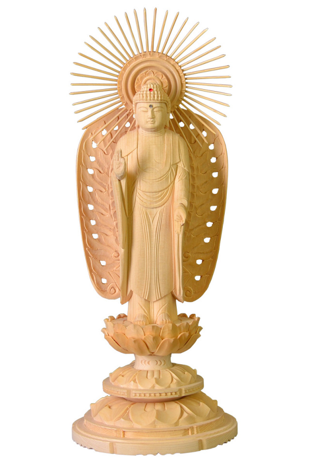 仏像 白木 西立弥陀