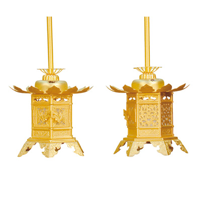 真鍮　神前灯籠　丁足　消金