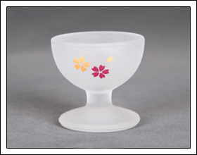 ガラス くもりガラス ホワイト桜 仏器（仏飯器）