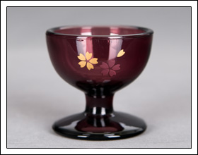 ガラス ワイン桜 仏器（仏飯器）