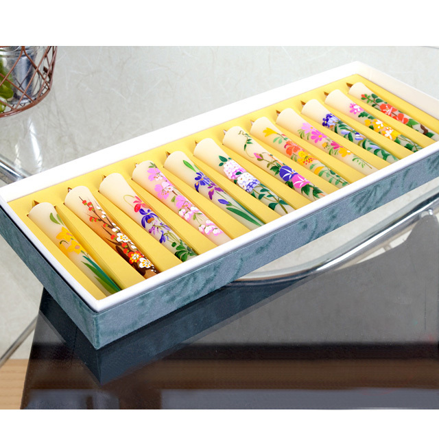 和ろうそく 絵ろうそく 四季の花（手描き） 3号 12本入