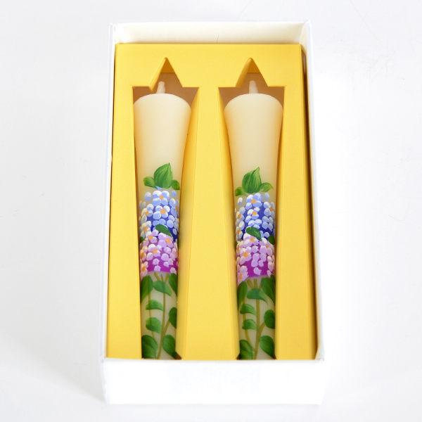 和ろうそく 手描き絵ろうそく6月 あじさい3号 2本セット
