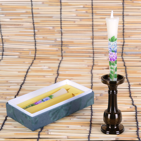 和ろうそく 手描き絵ろうそく6月 あじさい3号 2本セット