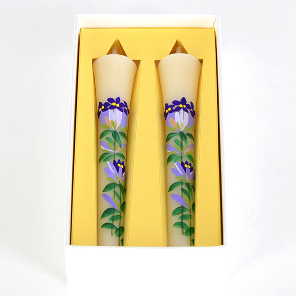 和ろうそく 手描き絵ろうそく10月りんどう 3号 2本入