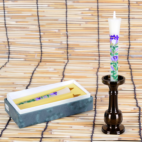 和ろうそく 手描き絵ろうそく10月りんどう 3号 2本入