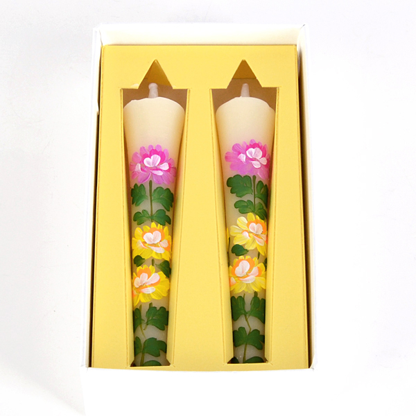 和ろうそく 手描き絵ろうそく11月 菊 3号 2本入