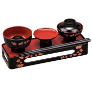 PC製略式仏膳 黒内朱 蒔絵 桜