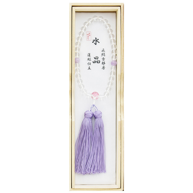 女性用数珠 水晶親蓮彫仕立 2天藤雲石 古都房（藤）