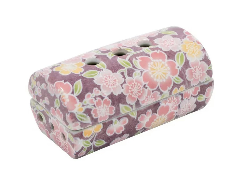 美濃焼筒香彩器 筒型香炉 友禅桜