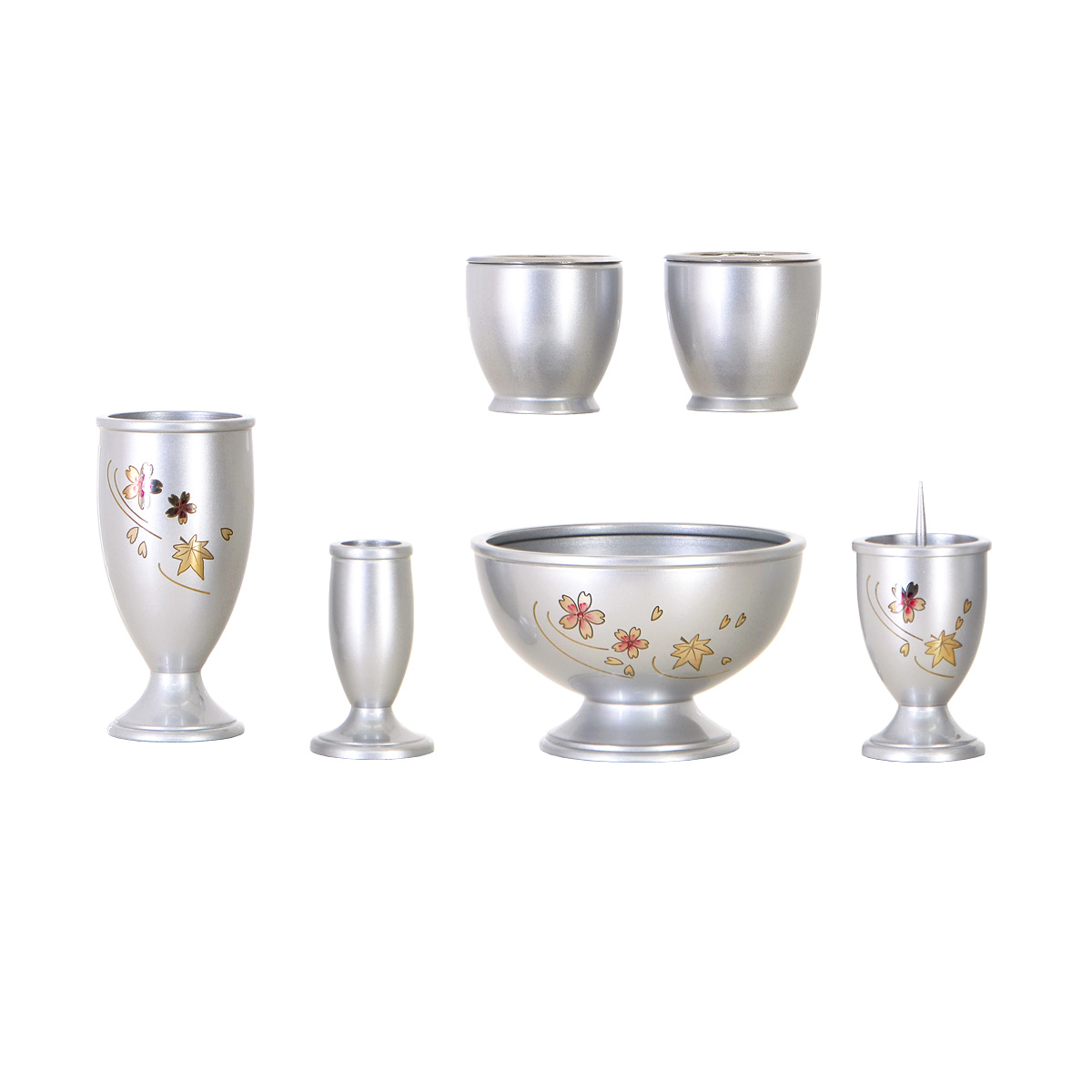 モダン仏具 三日月 シルバー 彫金 6点セット