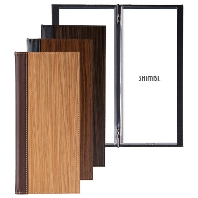 TPE-304】木目調／竹調 合皮製メニューブック（縦長/4ページ）