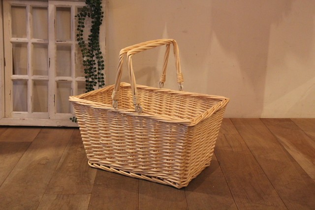 柳　角バスケット　レジかご