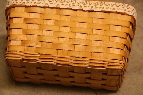 スライスウッド　レース付きバスケット　スクエア