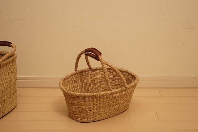 シーグラス　だ円手付きバスケット