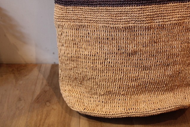 ラフィア　ライン入りかごバッグ　Homme