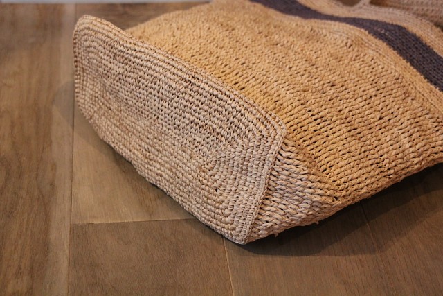 ラフィア　ライン入りかごバッグ　Homme