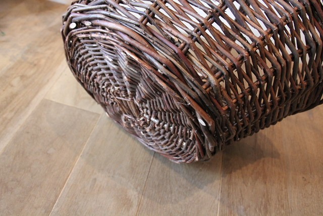 皮付き柳　ワンハンドルバスケット