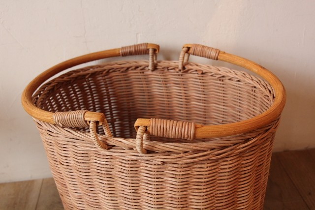 ラタン　楕円MERRY HANDLE BASKET