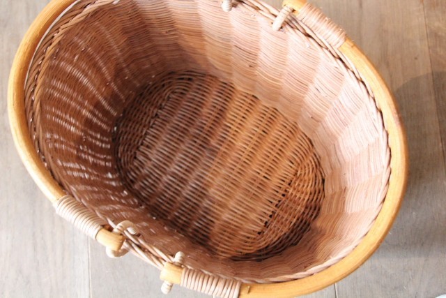 ラタン　楕円MERRY HANDLE BASKET