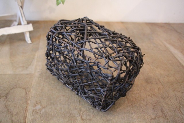 山籐　透かし　乱れ編み花かご