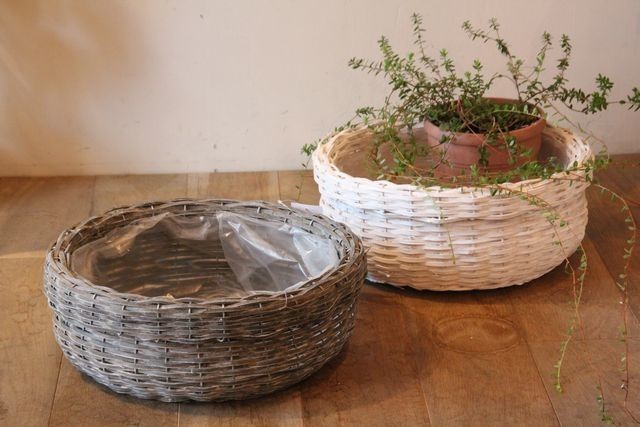 かご バスケット 雑貨 Menui 天然素材の鉢カバー Wood プランターカバー 平l フラワーアレンジや寄せ植え ガーデニング に お花屋さん什器に