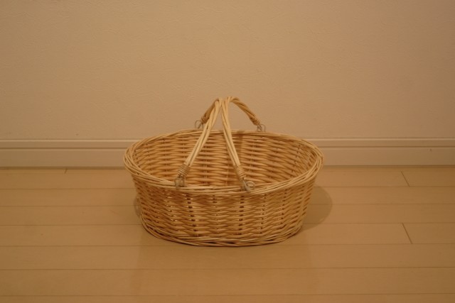 柳　手付き楕円バスケット