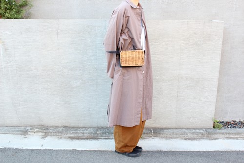 アラログとレザーのショルダーかごバッグ