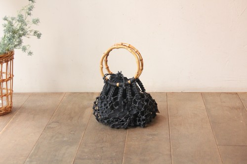 バンブーハンドルコットンマクラメバッグ