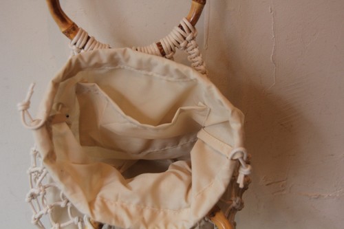 バンブーハンドルコットンマクラメバッグ