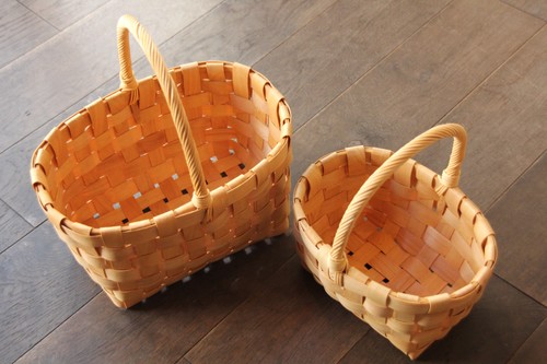 スライスウッド水杉ワンハンドルバスケット