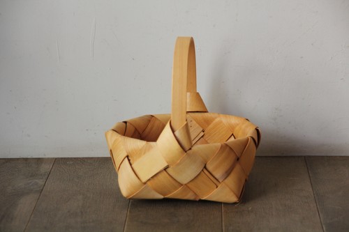 スライスウッド水杉ワンハンドルバスケット