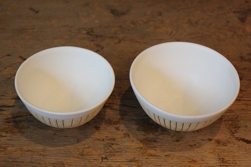 日本製萬古焼陶器のさびライン入り飯椀