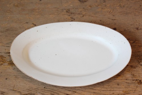 日本製たたら作り陶器の楕円皿