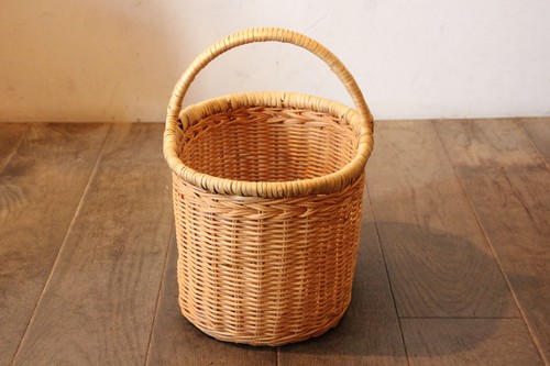 籐ラタンのワンハンドルオーバルバスケット