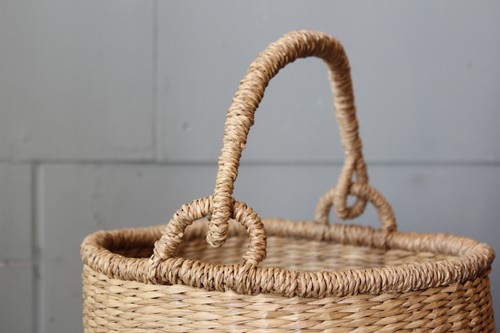 シーグラスのラウンド型ワンハンドルバスケット