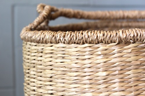 シーグラスのラウンド型ワンハンドルバスケット