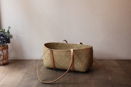 menuiオリジナルシーグラスレザーハンドルかごバッグ