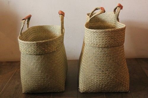 フルナレザーハンドルかごバッグ