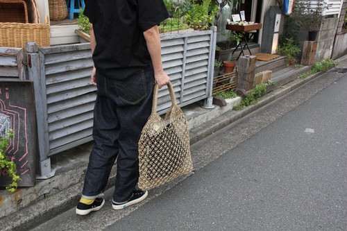 シーグラスのマクラメショルダートートかごバッグ