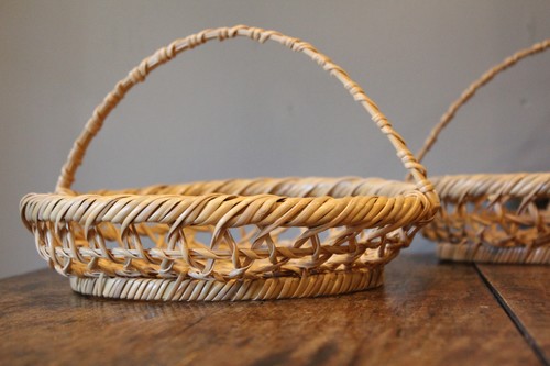 竹のねじり六つ目手付きかご