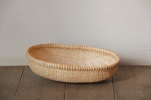 竹の楕円ざる上細ヒゴ編み小判深ザル