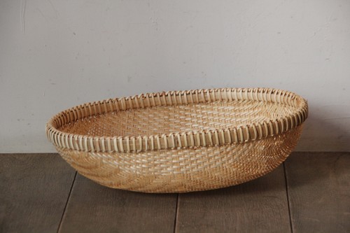 竹の楕円ざる上細ヒゴ編み小判深ザル